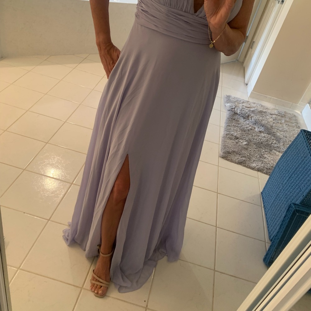 SOLD Violet (very light purple) Long chiffon dress, slit and pockets!